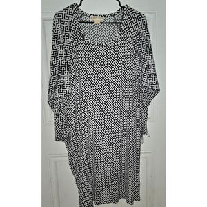 Women's Michael Kors Black & White Geometric Petite L Kaftan